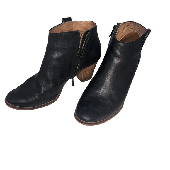 Madewell Billie Black 9M Soft Leather side zip 3in Gothic Western Booties  - Picture 2 of 8